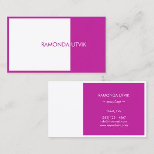 Cartão De Visita Moderno Elegante Cor-de-rosa e branco