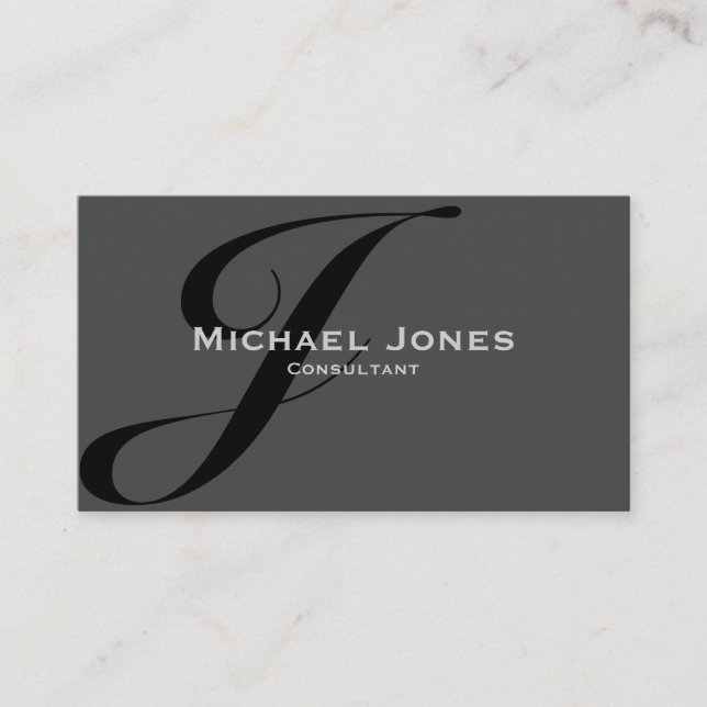 Cartão De Visita Moderno Elegante do Monograma Negro (Frente)