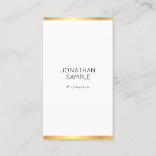 Cartão De Visita Moderno Elegante Dourado Branco Simples Profission