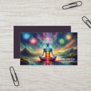 Cartão De Visita Moderno Elegante Dourado Chakra Energy Yoga