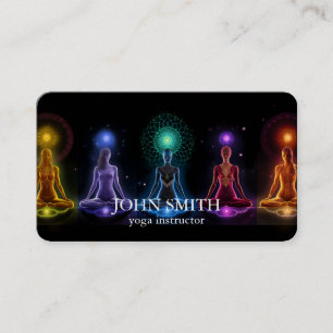Cartão De Visita Moderno Elegante Dourado Chakra Energy Yoga