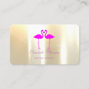 Cartão De Visita Moderno Elegante Engraçado, Flamingos Rosa Apaixo
