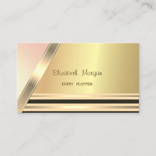 Cartão De Visita Moderno Elegante Estiloso Listrado, Dourado