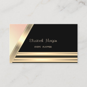 Cartão De Visita Moderno Elegante Estiloso Listrado,Dourado
