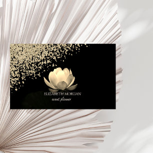 Cartão De Visita Moderno Elegante Estiloso Ouro Diamantes Ouro Lótu
