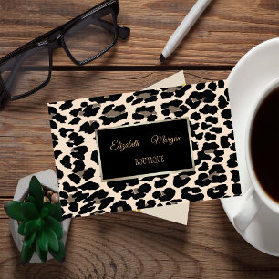 Cartão De Visita Moderno Elegante Feminino, Estampa de Leopardo, Mo