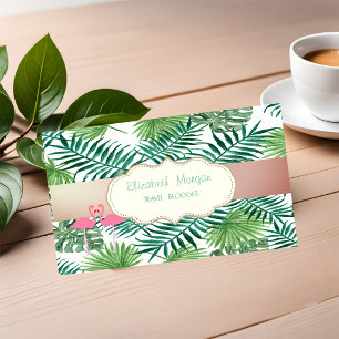 Cartão De Visita Moderno Elegante, Folhas de Palmeira Tropicais, Fl