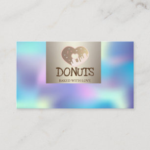 Cartão De Visita Moderno Elegante, Holográfico, Donuts, Padaria