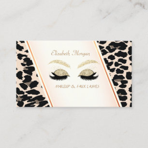 Cartão De Visita Moderno Elegante, Impressão de Leopardo, Cílios co