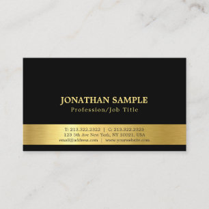 Cartão De Visita Moderno Elegante Luxo Preto E Dourado Simples