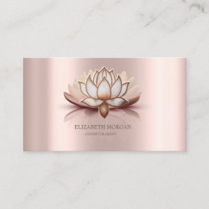 Cartão De Visita Moderno Elegante Marrom Dourado Rosa Lótus