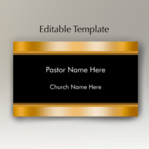 Cartão De Visita Moderno Elegante Ouro Texto Personalizado Igreja P