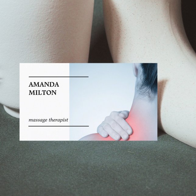 Cartão De Visita Moderno Elegante Photo Massage Therapist Business  (Criador carregado)