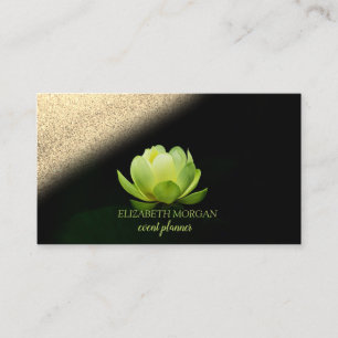Cartão De Visita Moderno Elegante Profissional Lotus Verde Bokeh Do