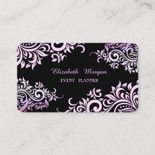 Cartão De Visita Moderno Elegante Profissional Preto, Floral