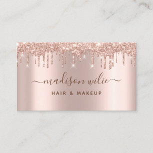 Cartão De Visita Moderno Elegante Rosa Dourado Bela Leve Salon Busi