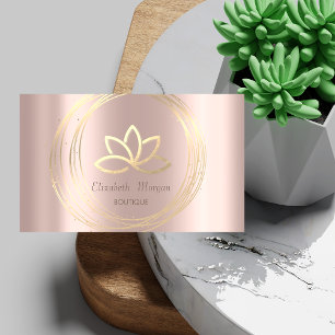 Cartão De Visita Moderno Elegante Rosa Dourado, Círculos Dourados L