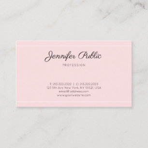 Cartão De Visita Moderno Elegante Rosa Tendência Script Simples Pla