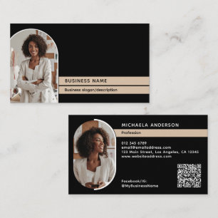 Cartão De Visita Moderno Elegante & Sofisticado 2-Fotos Profissiona