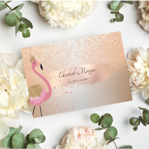 Cartão De Visita Moderno Elegante, Traço de Pincel em Dourado Rosa,