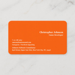 Cartão De Visita Moderno Elegante Trendy Orange Squares Premium Sil