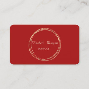 Cartão De Visita Moderno Elegante, Vermelho, Círculo Dourado