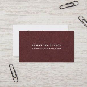 Cartão De Visita Moderno Elegante Visual de Couro Marrom Profission