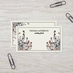 Cartão De Visita Moderno Floral de Flores Silvestres Elegante