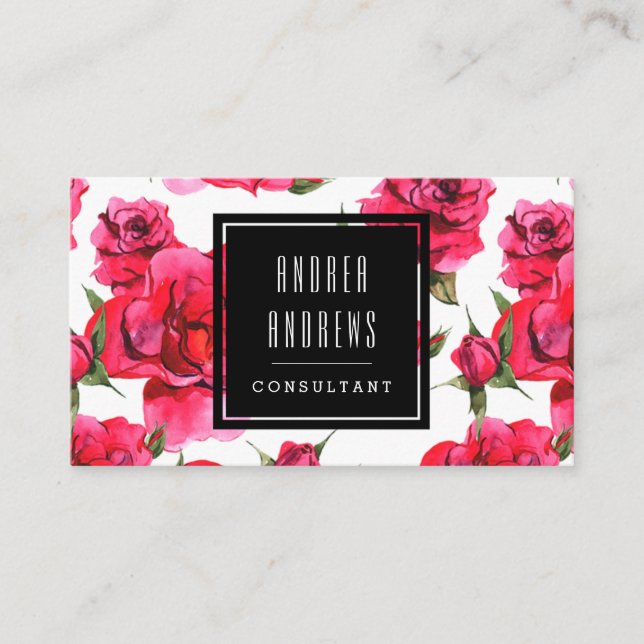 Cartão de visita moderno floral do consultante dos (Frente)