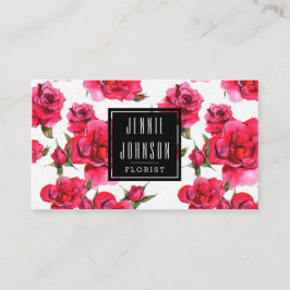 Cartão de visita moderno floral dos rosas do rosa