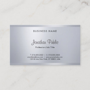 Cartão De Visita Moderno Fonte de Mão Elegante Script Glamour Prata