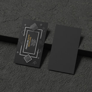Cartão De Visita Moderno Geométrico Preto e Branco Elegante