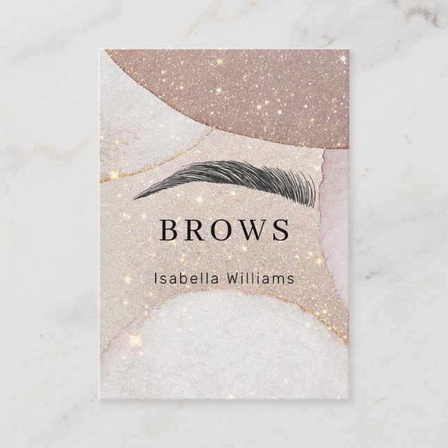 Cartão De Visita Moderno Glitter Augenbrauen Visitenkarte Square Bu (Frente)