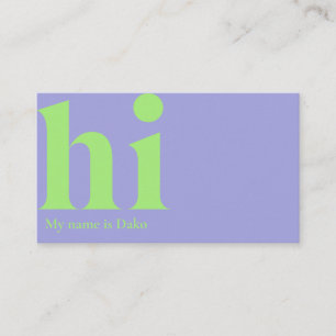 Cartão de visita moderno 'hi' em periwinkle e lim
