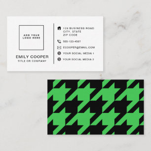 Cartão De Visita Moderno Houndstooth Adicionar logotipo preto e ver
