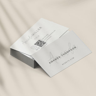 Cartão De Visita Moderno Instagram Facebook Código QR Mídia Social