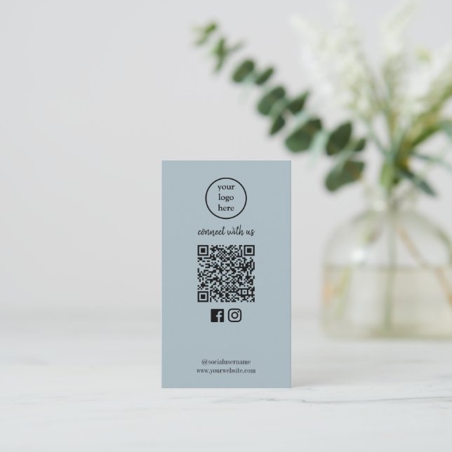 Cartão De Visita Moderno Instagram Facebook Código QR Mídia Social