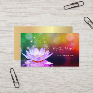 Cartão De Visita Moderno Instrutor de Yoga Elegante Violeta Lótus D