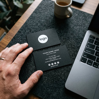 Cartão De Visita Moderno Logotipo Personalizado Preto Mídia Social