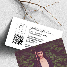 Cartão De Visita Moderno Logotipo QR Foto Elegante Tudo-em-um
