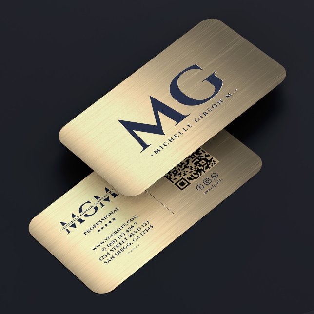 Cartão De Visita Moderno Metálico Dourado Elegante Profissional (Professional Elegant Faux Gold Metallic Modern Business Card
)