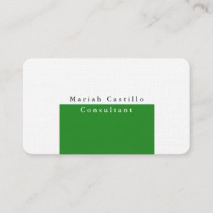 Cartão De Visita Moderno Minimalista Branco Verde Florestal Elegant
