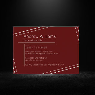 Cartão De Visita Moderno Minimalista Burgundy Profissional Simples