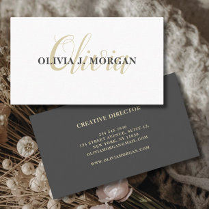 Cartão De Visita Moderno minimalista cinza e branco profissional si