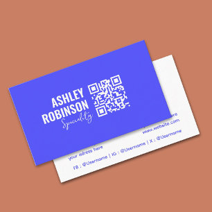 Cartão De Visita Moderno Minimalista Código QR vívido profissional