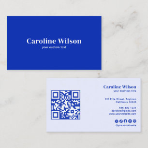 Cartão De Visita Moderno Minimalista de Código QR Azul