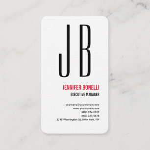 Cartão De Visita Moderno minimalista do monograma branco vermelho