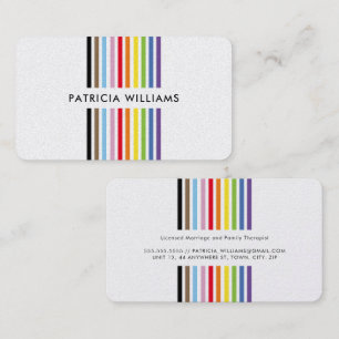 Cartão De Visita MODERNO MINIMALISTA faixa colorida arco-íris orgul