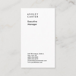 Cartão De Visita Moderno minimalista liso branco elegante