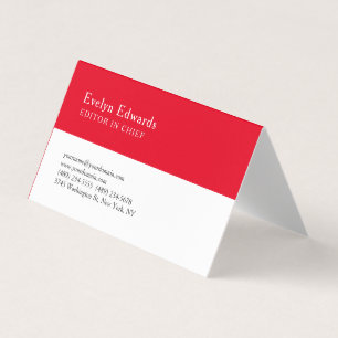 Cartão De Visita Moderno Minimalista Simples Vermelho Branco